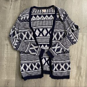 Mossimo Navy Patterned Cardigan